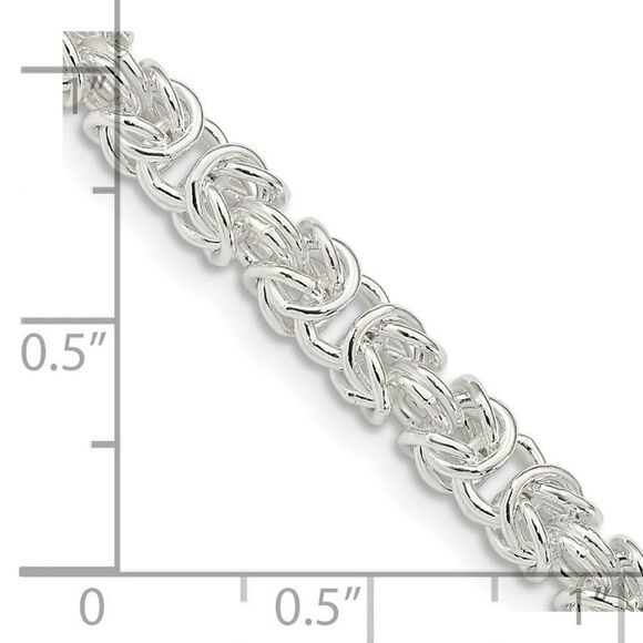4.75mm Sterling Silver Solid Rounded Byzantine Chain Necklace, 24 Inch
